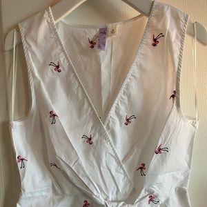 Alya Wrap Blouse with Flamingos